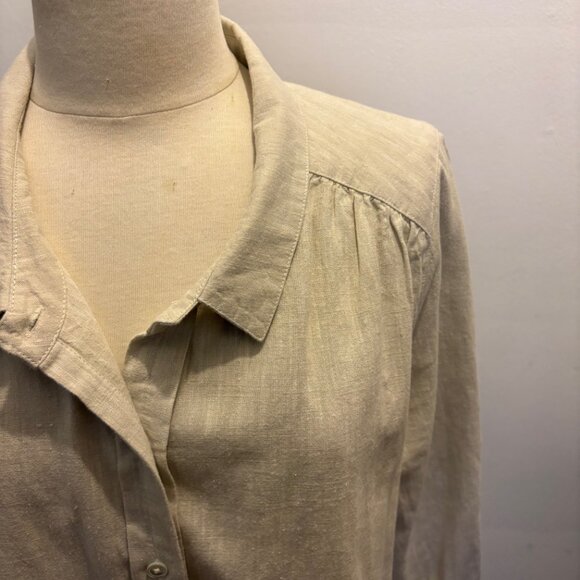 NWOT Poetry button down blouse in hemp & organic cotton in natural - Picture 4 of 7